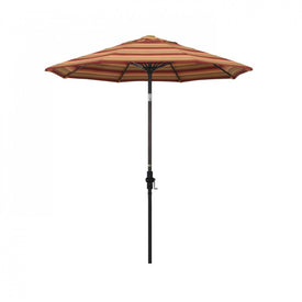 Sun Master Series 7.5' Patio Umbrella with Bronze Aluminum Pole Fiberglass Ribs Collar Tilt Crank Lift and Sunbrella 2A Astoria Sunset Fabric