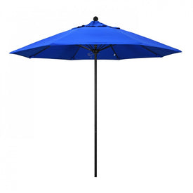 Venture Series 9' Patio Umbrella with Stone Black Aluminum Pole Fiberglass Ribs Push Lift and Sunbrella 1A Pacific Blue Fabric