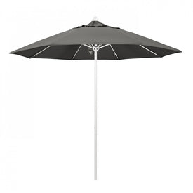 Venture Series 9' Patio Umbrella with Matted White Aluminum Pole Fiberglass Ribs Push Lift and Sunbrella 1A Charcoal Fabric