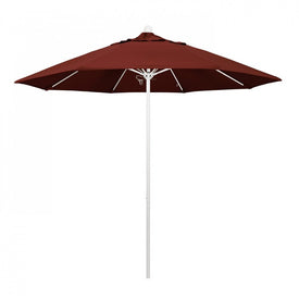 Venture Series 9' Patio Umbrella with Matted White Aluminum Pole Fiberglass Ribs Push Lift and Sunbrella 2A Henna Fabric