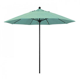Venture Series 9' Patio Umbrella with Stone Black Aluminum Pole Fiberglass Ribs Push Lift and Sunbrella 1A Spectrum Mist Fabric