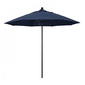 Venture Series 9' Patio Umbrella with Stone Black Aluminum Pole Fiberglass Ribs Push Lift and Sunbrella 1A Spectrum Indigo Fabric