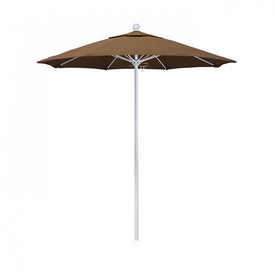 Venture Series 7.5' Patio Umbrella with Matted White Aluminum Pole Fiberglass Ribs Push Lift and Sunbrella 1A Teak Fabric