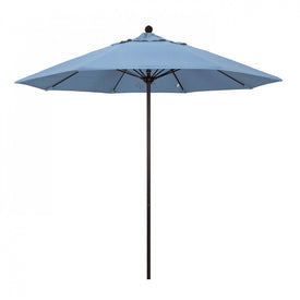 Venture Series 9' Patio Umbrella with Bronze Aluminum Pole Fiberglass Ribs Push Lift and Sunbrella 1A Air Blue Fabric