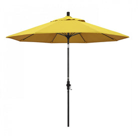 Sun Master Series 9' Patio Umbrella with Matted Black Aluminum Pole Fiberglass Ribs Collar Tilt Crank Lift and Olefin Lemon Fabric