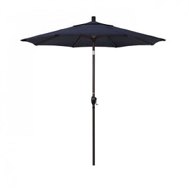 Pacific Trail Series 7.5' Patio Umbrella with Bronze Aluminum Pole and Ribs Push Button Tilt Crank Lift and Sunbrella 1A Navy Fabric