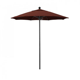Venture Series 7.5' Patio Umbrella with Stone Black Aluminum Pole Fiberglass Ribs Push Lift and Sunbrella 2A Henna Fabric