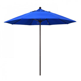 Venture Series 9' Patio Umbrella with Bronze Aluminum Pole Fiberglass Ribs Push Lift and Sunbrella 1A Pacific Blue Fabric