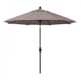 Sun Master Series 9' Patio Umbrella with Matted Black Aluminum Pole Fiberglass Ribs Collar Tilt Crank Lift and Sunbrella 1A Gateway Blush Fabric