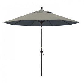Sun Master Series 9' Patio Umbrella with Matted Black Aluminum Pole Fiberglass Ribs Collar Tilt Crank Lift and Sunbrella 1A Spectrum Dove Fabric