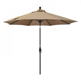 Sun Master Series 9' Patio Umbrella with Bronze Aluminum Pole Fiberglass Ribs Collar Tilt Crank Lift and Olefin Terrace Sequoia Fabric