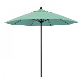 Venture Series 9' Patio Umbrella with Bronze Aluminum Pole Fiberglass Ribs Push Lift and Sunbrella 1A Spectrum Mist Fabric