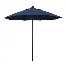 Venture Series 9' Patio Umbrella with Bronze Aluminum Pole Fiberglass Ribs Push Lift and Sunbrella 1A Spectrum Indigo Fabric