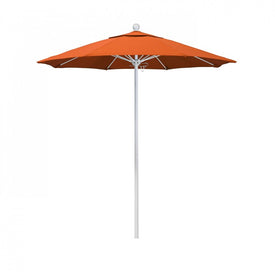 Venture Series 7.5' Patio Umbrella with Matted White Aluminum Pole Fiberglass Ribs Push Lift and Sunbrella 1A Melon Fabric