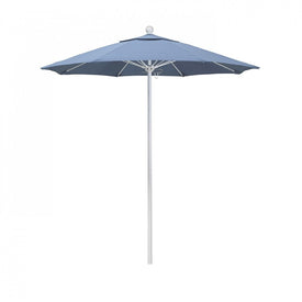 Venture Series 7.5' Patio Umbrella with Matted White Aluminum Pole Fiberglass Ribs Push Lift and Sunbrella 1A Air Blue Fabric