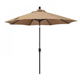 Pacific Trail Series 9' Patio Umbrella with Stone Black Aluminum Pole and Ribs Push Button Tilt Crank Lift and Olefin Terrace Sequoia Fabric