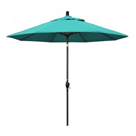 Pacific Trail Series 9' Patio Umbrella with Bronze Aluminum Pole and Ribs Push Button Tilt Crank Lift and Sunbrella 1A Aruba Fabric
