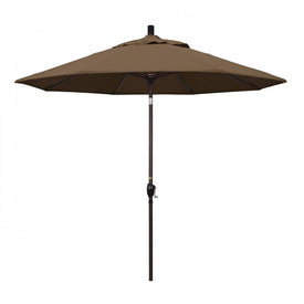 Pacific Trail Series 9' Patio Umbrella with Bronze Aluminum Pole and Ribs Push Button Tilt Crank Lift and Sunbrella 1A Cocoa Fabric