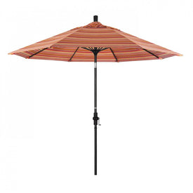 Sun Master Series 9' Patio Umbrella with Matted Black Aluminum Pole Fiberglass Ribs Collar Tilt Crank Lift and Sunbrella 1A Dolce Mango Fabric