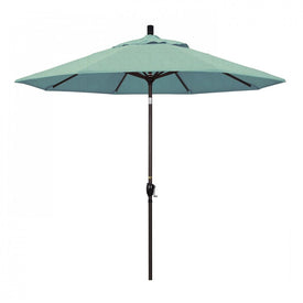 Pacific Trail Series 9' Patio Umbrella with Bronze Aluminum Pole and Ribs Push Button Tilt Crank Lift and Sunbrella 1A Spa Fabric
