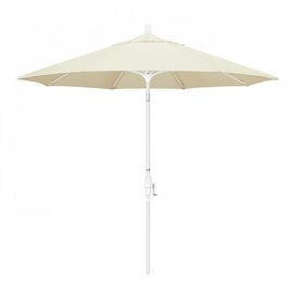 Sun Master Series 9' Patio Umbrella with Matted White Aluminum Pole Fiberglass Ribs Collar Tilt Crank Lift and Sunbrella 1A Canvas Fabric