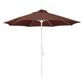 Sun Master Series 9' Patio Umbrella with Matted White Aluminum Pole Fiberglass Ribs Collar Tilt Crank Lift and Olefin Terrace Adobe Fabric
