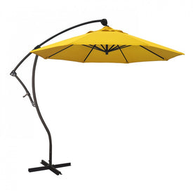 Bayside Series 9' Cantilever with Bronze Aluminum Pole and Ribs 360 Rotation Tilt Crank Lift and Sunbrella 1A Sunflower Yellow Fabric