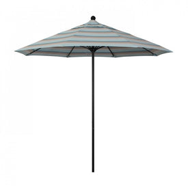 Venture Series 9' Patio Umbrella with Stone Black Aluminum Pole Fiberglass Ribs Push Lift and Sunbrella 1A Gateway Mist Fabric