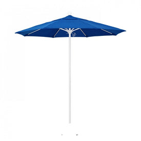 Venture Series 7.5' Patio Umbrella with Matted White Aluminum Pole Fiberglass Ribs Push Lift and Sunbrella 1A Pacific Blue Fabric