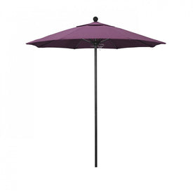 Venture Series 7.5' Patio Umbrella with Stone Black Aluminum Pole Fiberglass Ribs Push Lift and Sunbrella 2A Iris Fabric