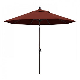 Pacific Trail Series 9' Patio Umbrella with Bronze Aluminum Pole and Ribs Push Button Tilt Crank Lift and Sunbrella 2A Henna Fabric