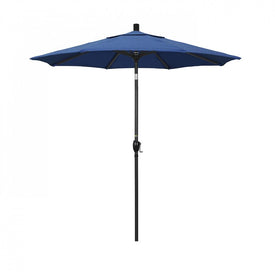 Pacific Trail Series 7.5' Patio Umbrella with Stone Black Aluminum Pole and Ribs Push Button Tilt Crank Lift and Sunbrella 1A Regatta Fabric