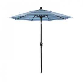 Pacific Trail Series 7.5' Patio Umbrella with Stone Black Aluminum Pole and Ribs Push Button Tilt Crank Lift and Sunbrella 1A Dolce Oasis Fabric