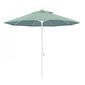 Sun Master Series 9' Patio Umbrella with Matted White Aluminum Pole Fiberglass Ribs Collar Tilt Crank Lift and Sunbrella 1A Spa Fabric