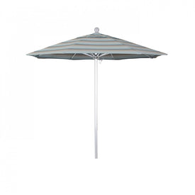 Sun Master Series 9' Patio Umbrella with Bronze Aluminum Pole Fiberglass Ribs Collar Tilt Crank Lift and Sunbrella 1A Gateway Mist Fabric