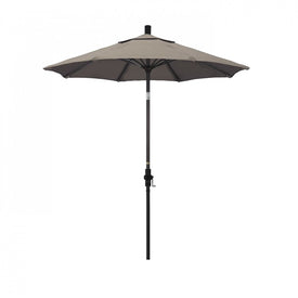 Sun Master Series 7.5' Patio Umbrella with Bronze Aluminum Pole Fiberglass Ribs Collar Tilt Crank Lift and Sunbrella 1A Taupe Fabric