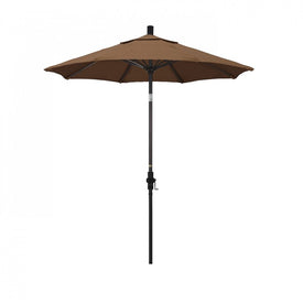 Sun Master Series 7.5' Patio Umbrella with Bronze Aluminum Pole Fiberglass Ribs Collar Tilt Crank Lift and Sunbrella 1A Teak Fabric
