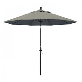 Sun Master Series 9' Patio Umbrella with Bronze Aluminum Pole Fiberglass Ribs Collar Tilt Crank Lift and Sunbrella 1A Spectrum Dove Fabric