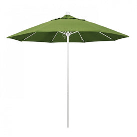 Venture Series 9' Patio Umbrella with Matted White Aluminum Pole Fiberglass Ribs Push Lift and Sunbrella 1A Spectrum Cilantro Fabric