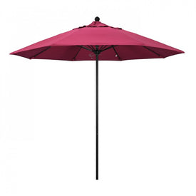 Venture Series 9' Patio Umbrella with Stone Black Aluminum Pole Fiberglass Ribs Push Lift and Sunbrella 2A Hot Pink Fabric