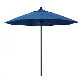 Venture Series 9' Patio Umbrella with Stone Black Aluminum Pole Fiberglass Ribs Push Lift and Sunbrella 1A Regatta Fabric