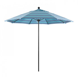 Venture Series 9' Patio Umbrella with Stone Black Aluminum Pole Fiberglass Ribs Push Lift and Sunbrella 1A Dolce Oasis Fabric