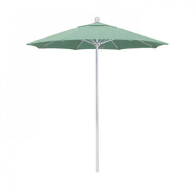 Venture Series 7.5' Patio Umbrella with Matted White Aluminum Pole Fiberglass Ribs Push Lift and Sunbrella 1A Spectrum Mist Fabric