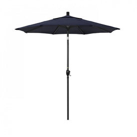 Pacific Trail Series 7.5' Patio Umbrella with Stone Black Aluminum Pole and Ribs Push Button Tilt Crank Lift and Sunbrella 1A Navy Fabric