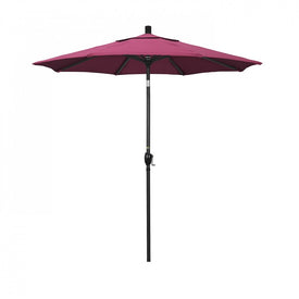 Pacific Trail Series 7.5' Patio Umbrella with Stone Black Aluminum Pole and Ribs Push Button Tilt Crank Lift and Sunbrella 2A Hot Pink Fabric