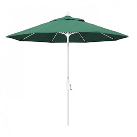 Sun Master Series 9' Patio Umbrella with Matted White Aluminum Pole Fiberglass Ribs Collar Tilt Crank Lift and Sunbrella 1A Spectrum Aztec Fabric