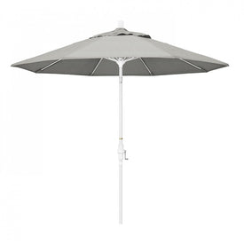 Sun Master Series 9' Patio Umbrella with Matted White Aluminum Pole Fiberglass Ribs Collar Tilt Crank Lift and Sunbrella 1A Granite Fabric