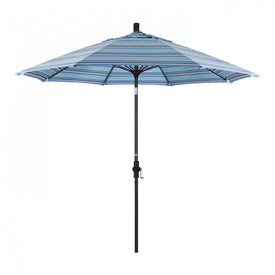 Sun Master Series 9' Patio Umbrella with Bronze Aluminum Pole Fiberglass Ribs Collar Tilt Crank Lift and Sunbrella 1A Dolce Oasis Fabric