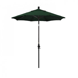 Sun Master Series 7.5' Patio Umbrella with Bronze Aluminum Pole Fiberglass Ribs Collar Tilt Crank Lift and Sunbrella 1A Forest Green Fabric