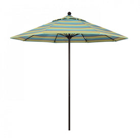 Venture Series 9' Patio Umbrella with Bronze Aluminum Pole Fiberglass Ribs Push Lift and Sunbrella 2A Astoria Lagoon Fabric